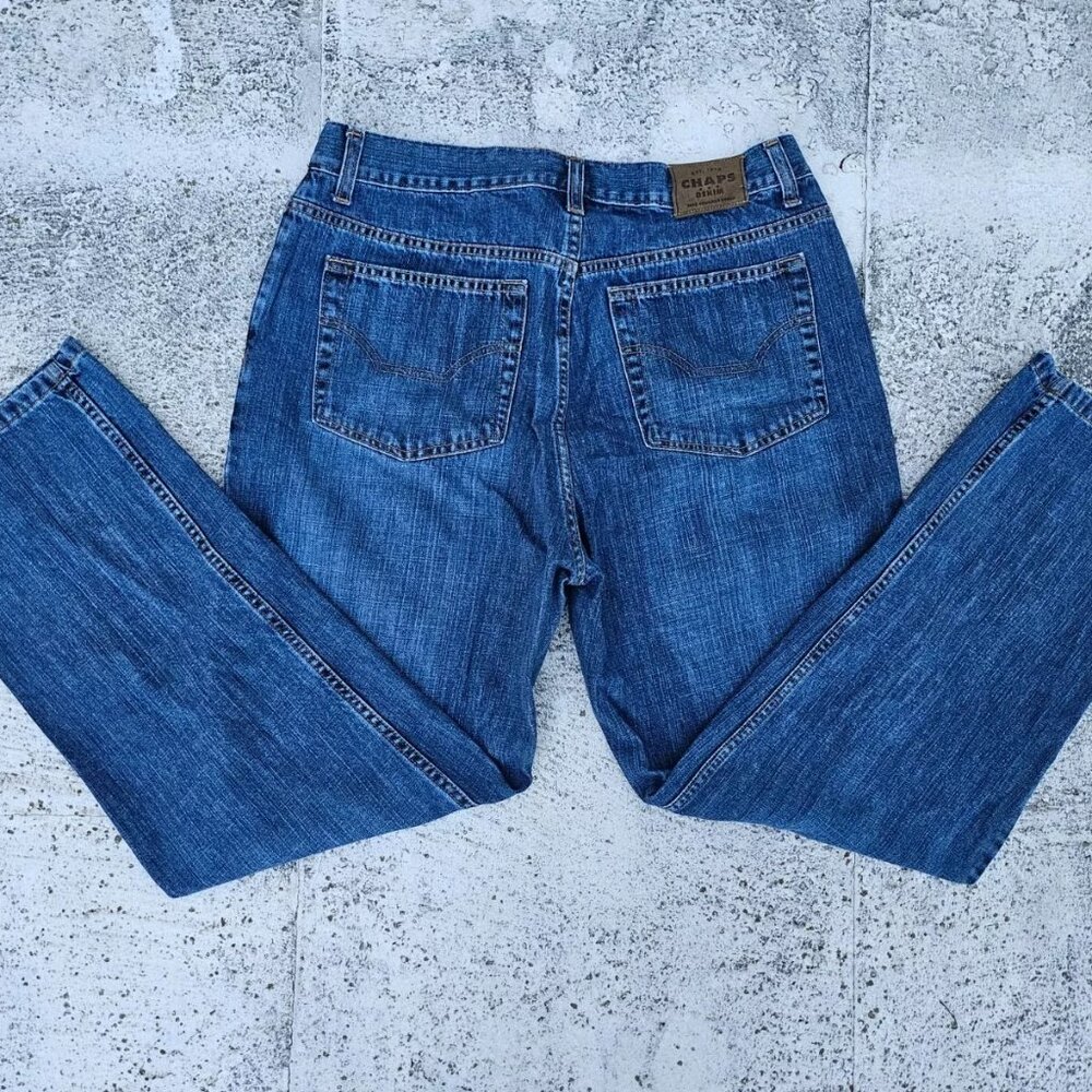 Chaps Men Jeans Denim Straight Wide Leg Cotton Jeans Size W34 L30 - Picture 3 of 9